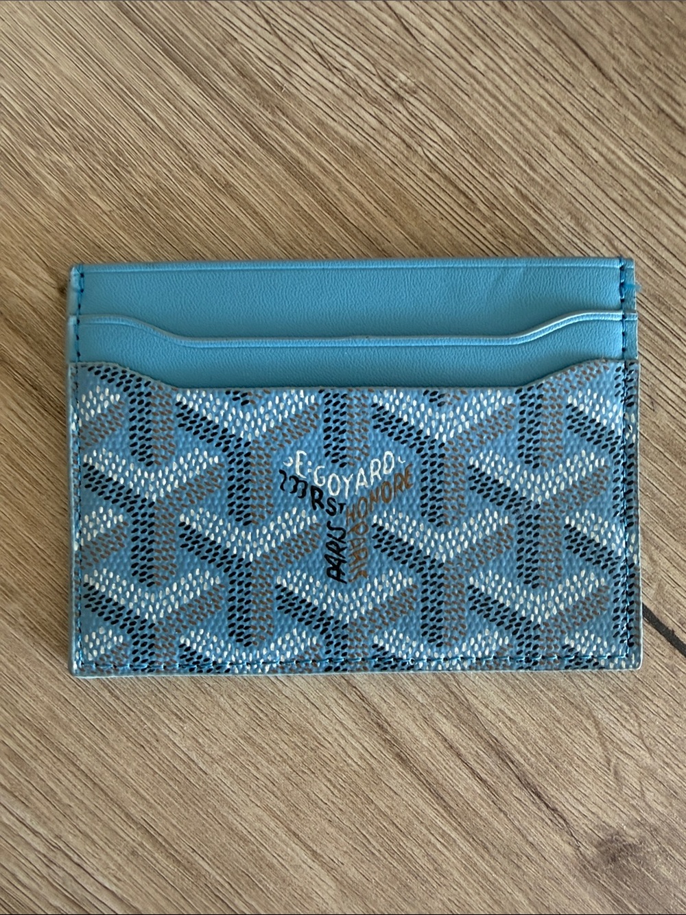 Goyard Turquoise Patterned Card Holder